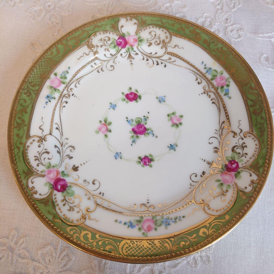 オールドノリタケ　金盛薔薇絵図　カップ&ソーサートリオ　ケーキ皿