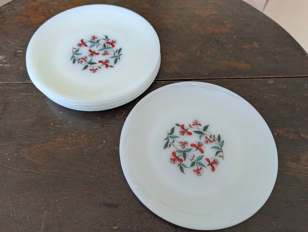 Fire King ファイヤーキングハニーサックル　中皿プレート5枚 セット