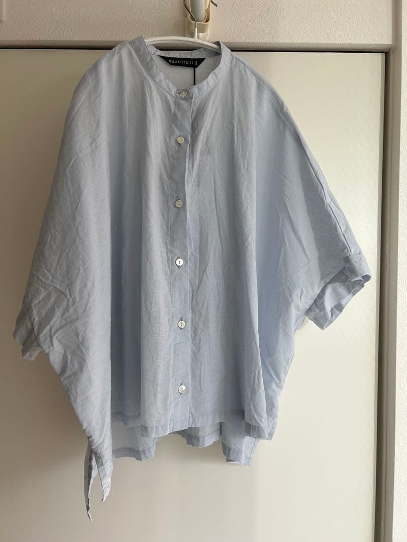 mizuiro ind ミズイロインド　スタンドカラーワイドシャツ　半袖