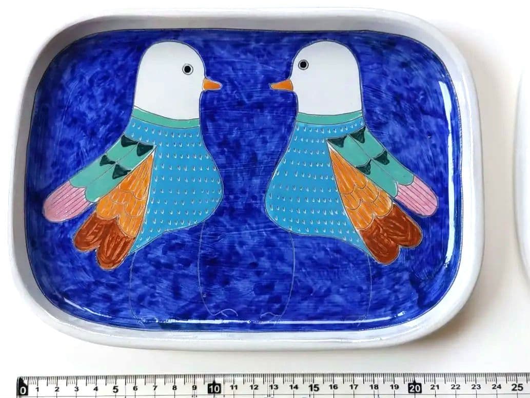 陶器　動物の絵皿　作家物　銘有り