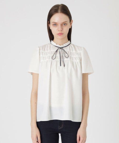 ブルーレーベルクレストブリッジ コットンライクスパンローンシャーリングブラウス