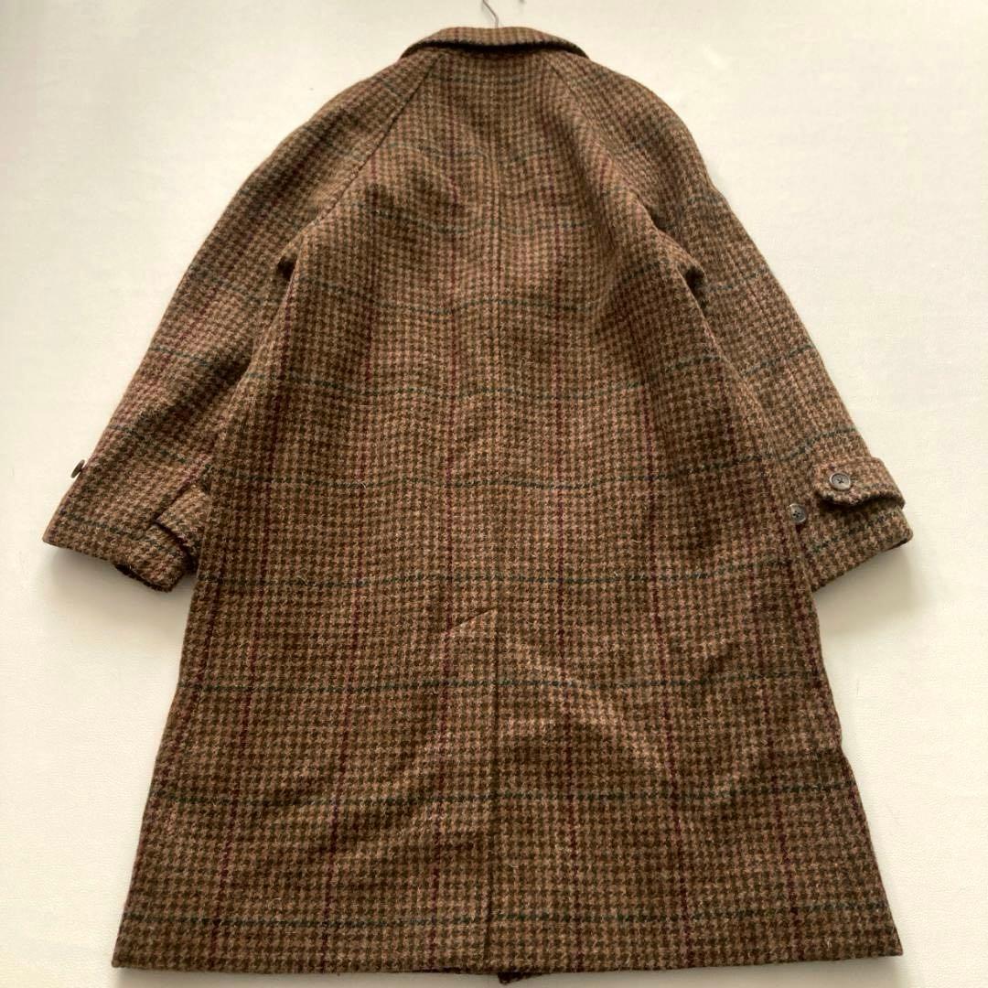【希少ビンテージ】ラルフローレン　千鳥格子柄 ウール チェスターコート ブラウン