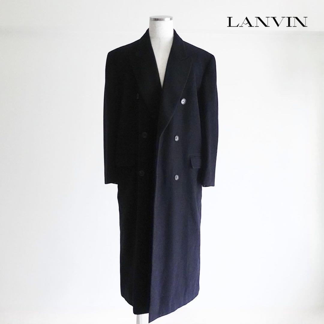 LANVIN Paris ピュアウール　ダブルチェスターコート　ネイビー