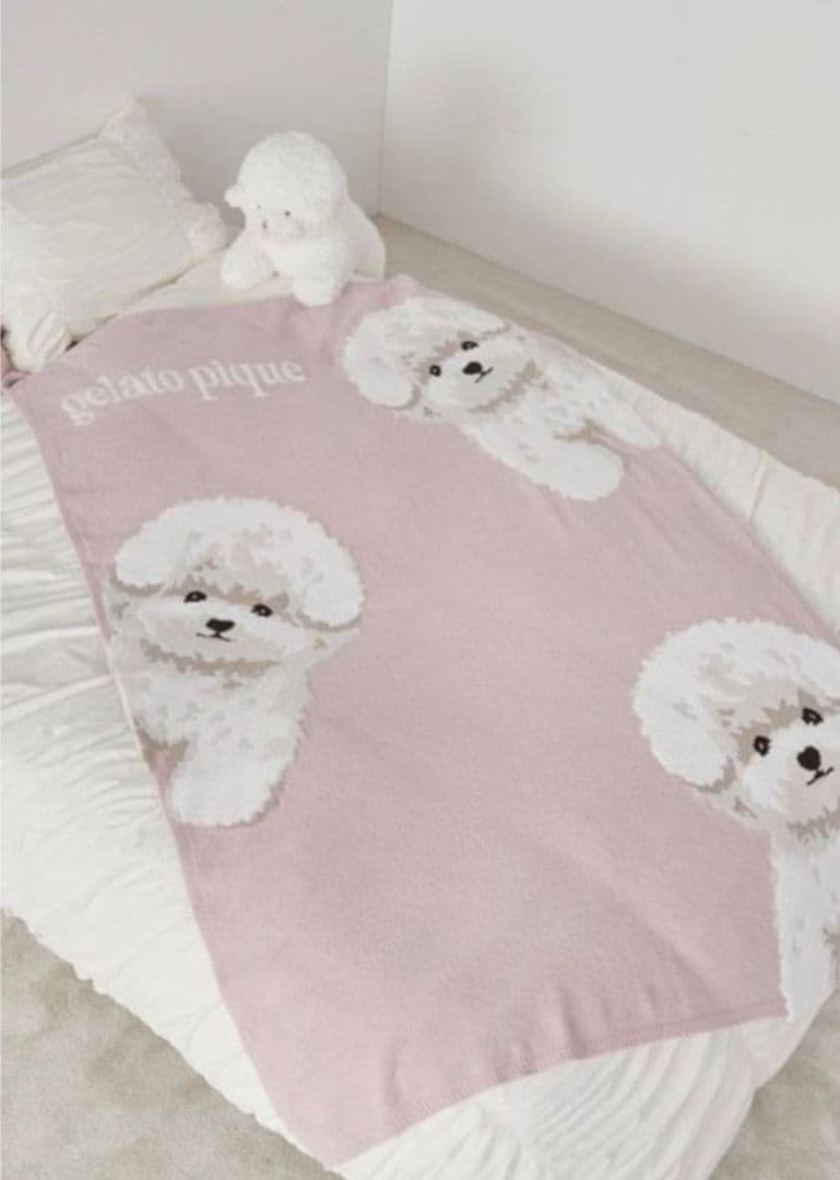 新品未使用　ジェラートピケ　 パウダーDOG３柄ジャガードマルチカバー