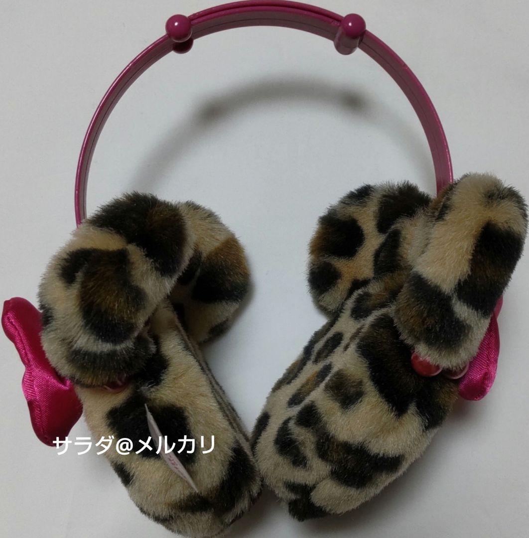 美品　ディズニー　レア　ミニー　イヤーマフ　ヒョウ柄　ピンク　リボン　防寒