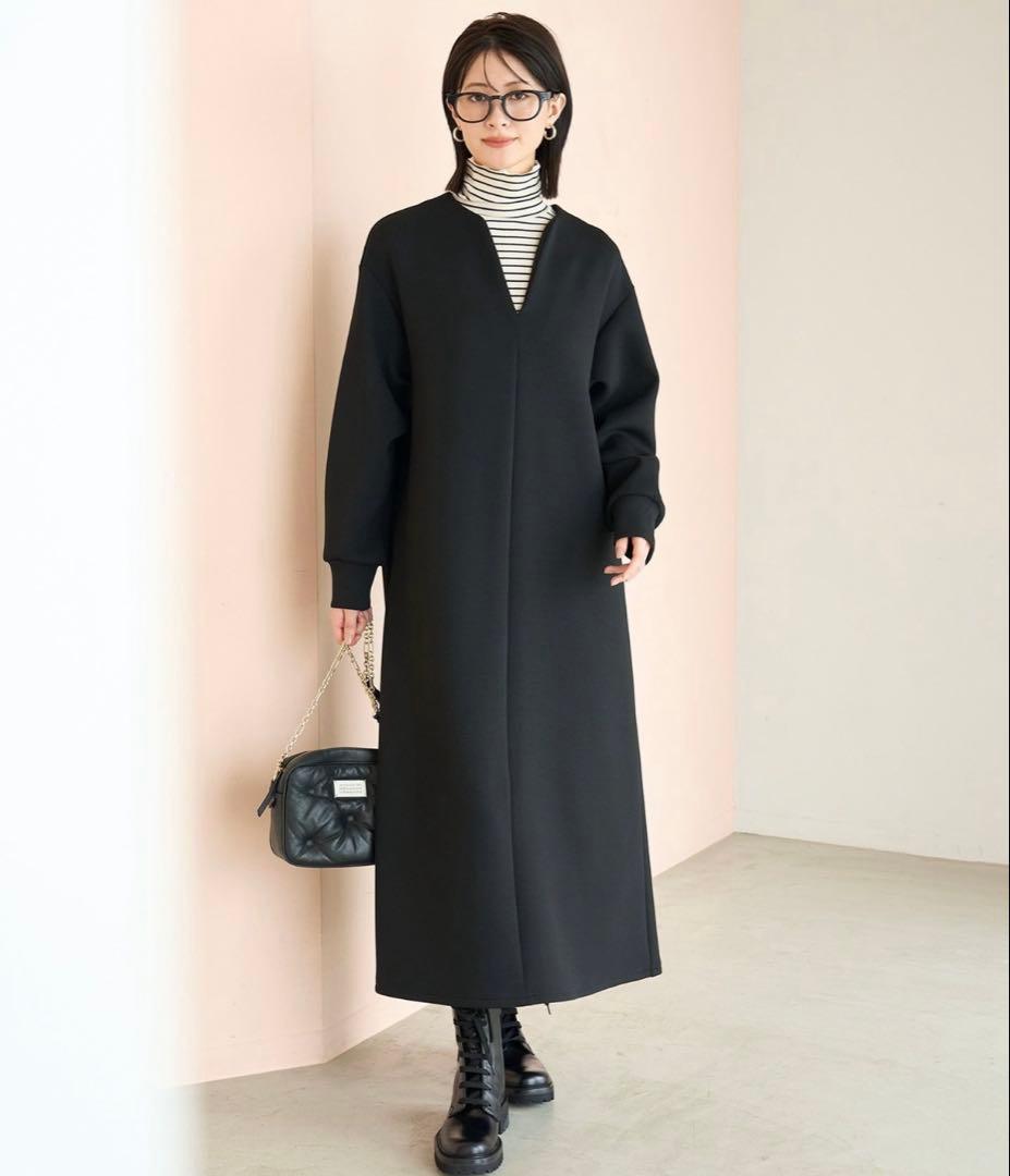 UNFILO BEAUTY FORM JERSEY キーネックワンピース　XL