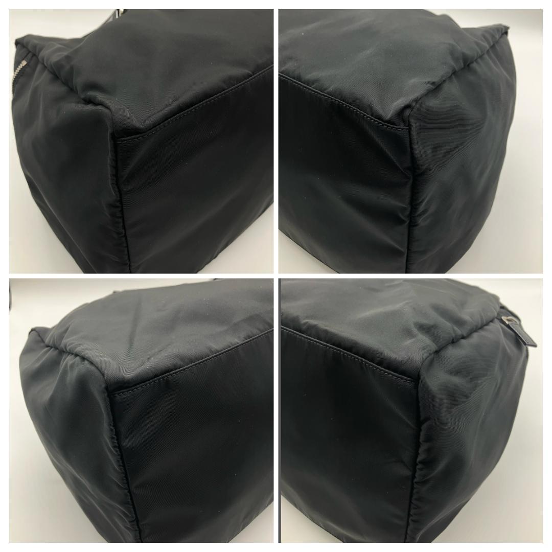 PRADA テスート ハンドバッグ ミニボストン ナイロン×パテントレザー