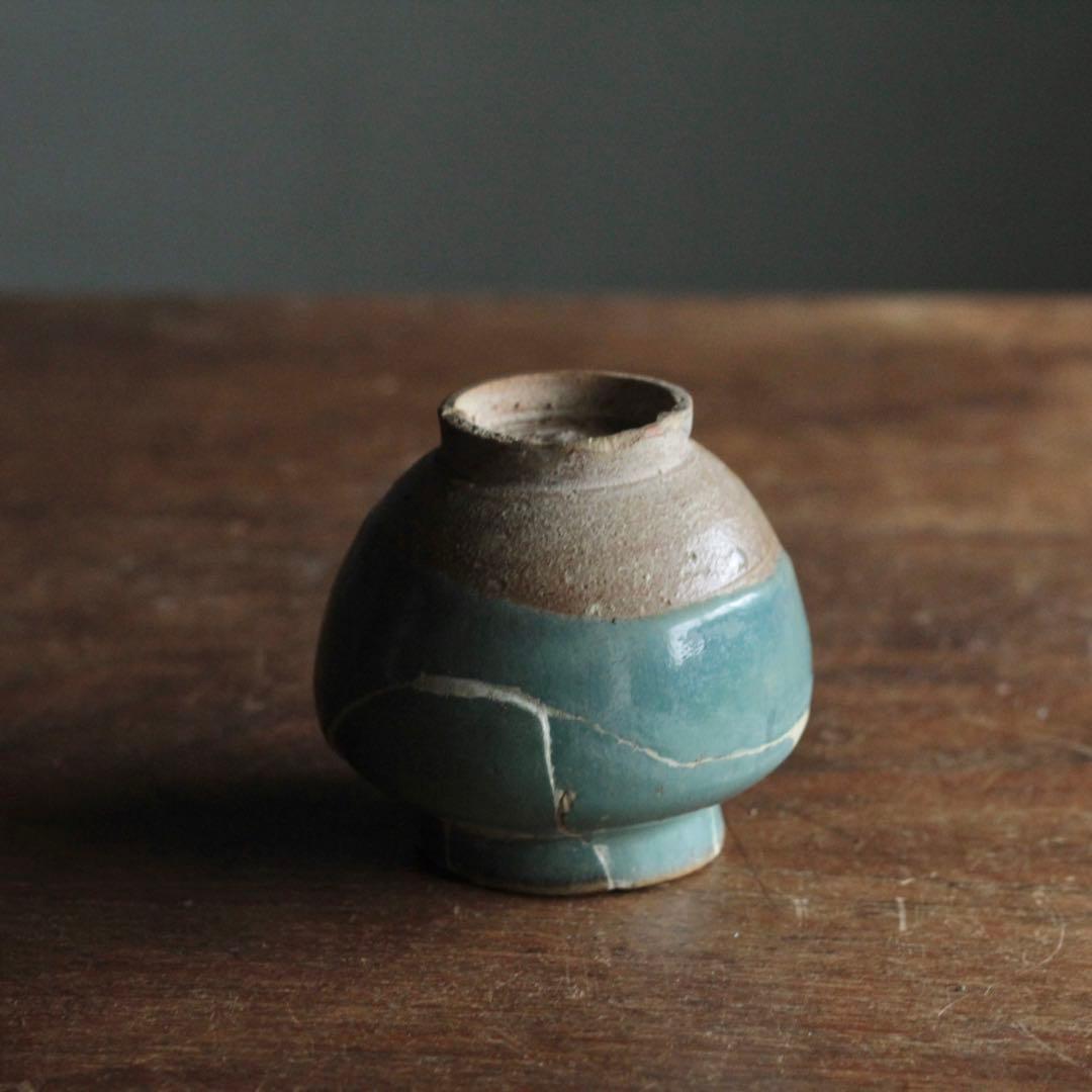 緑釉 唐津 小壺 17世紀後半頃 古美術 古道具 古唐津 アンティーク