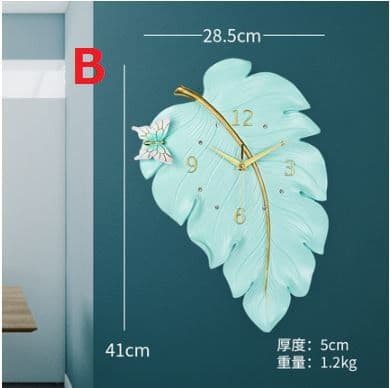 北欧壁掛け時計3d クリエイティブ かけ時計 リーフ 家の装飾 リビングルーム