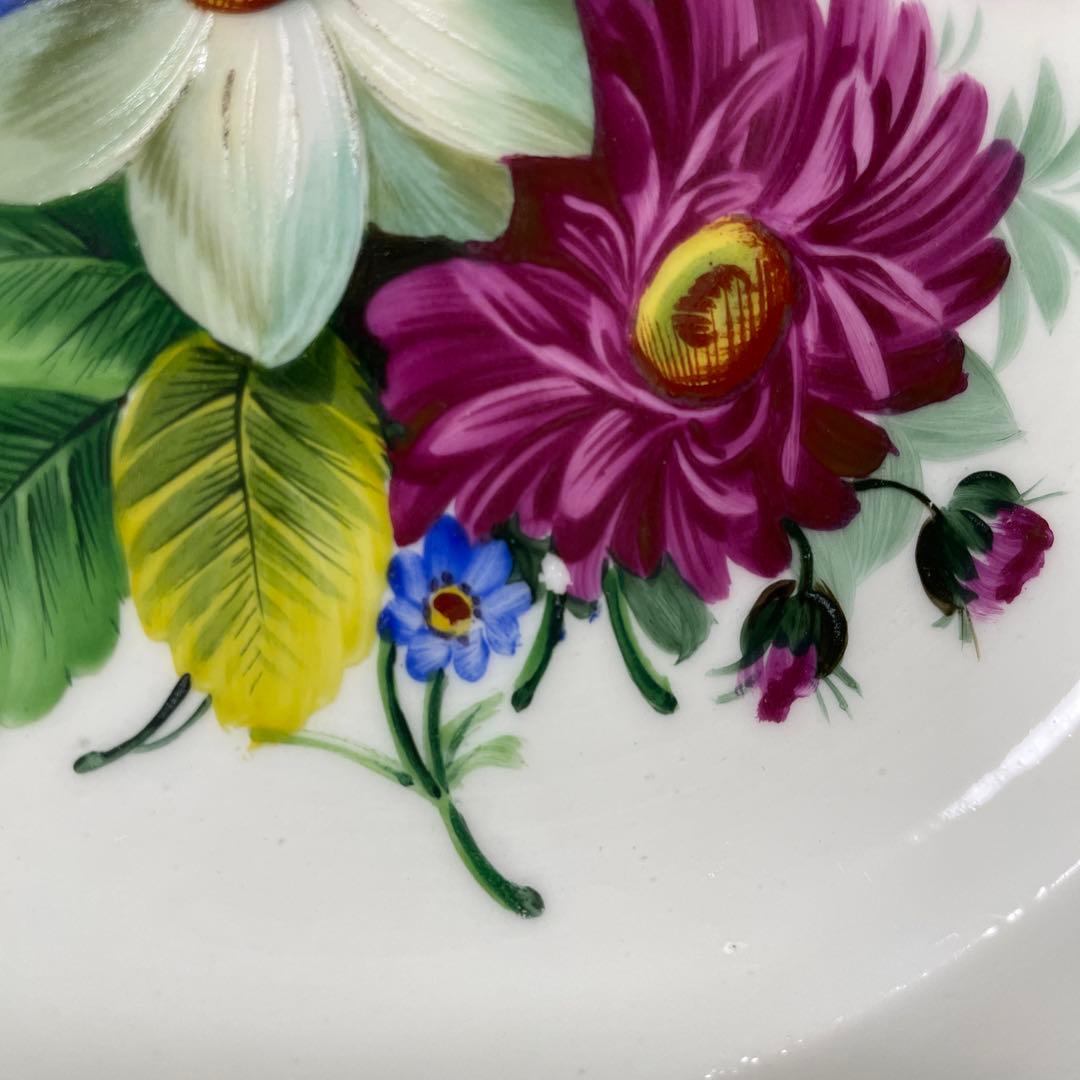 ＊豪華な四つ花皿＊エナメルと青の縁取り＊２１.３cm・Meissen・