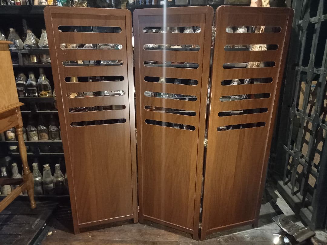 北欧　ミッドセンチュリー　モダン　ウッド　ルーバー　ミドル　パーテーション