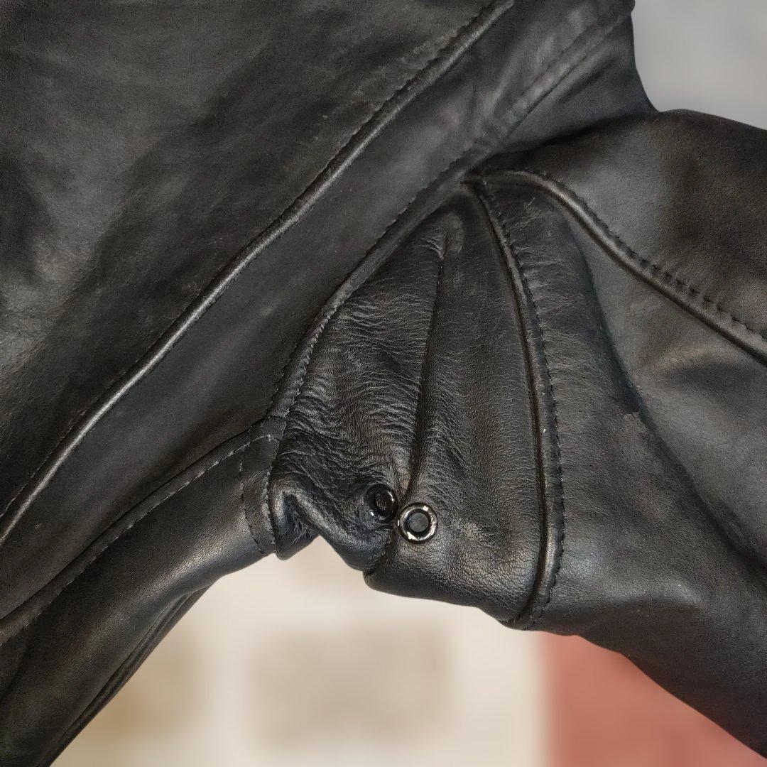 ク*ン様 人気定番Schot641t立ち襟シングルライダースジャケット ３６交換