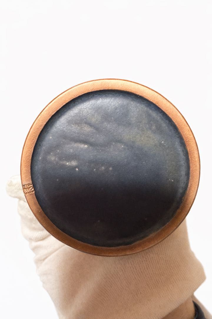 【共箱付き】黒釉彩輪差 花器 陶芸作品 作家物