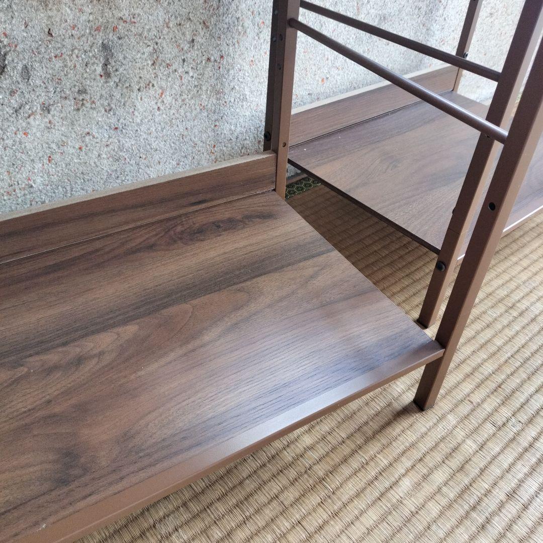 ブラウン2段ウッド柄ラック　2台セット