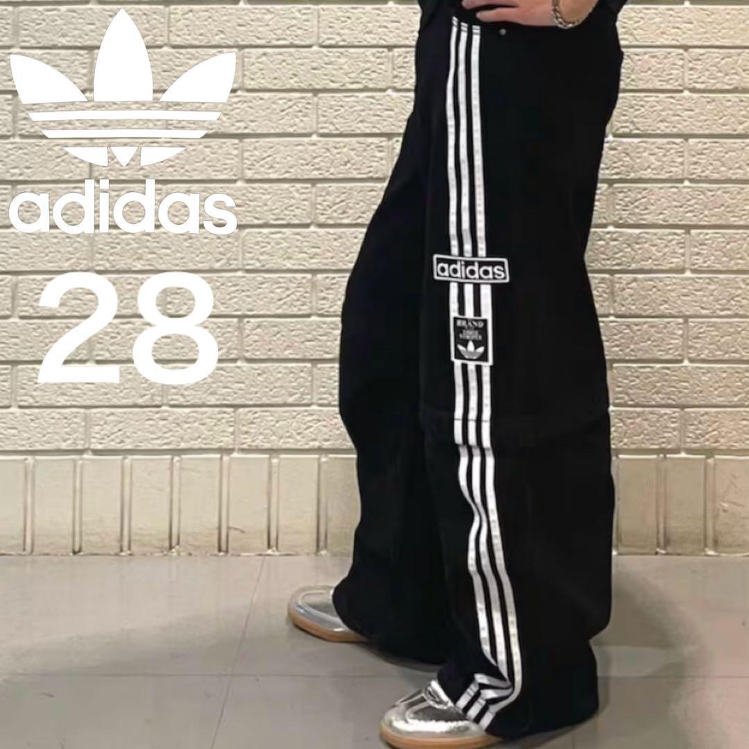新品28⭐️adidas アディブレイク 2-IN-1 デニムパンツ ブラック×白