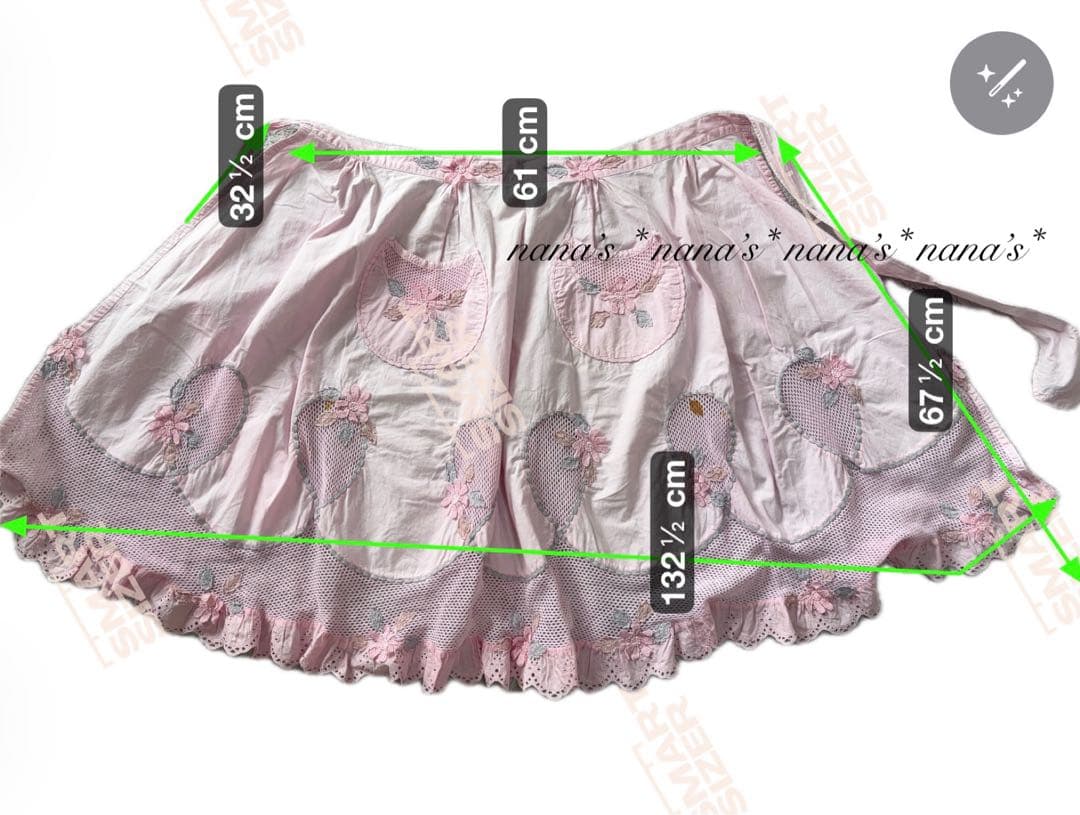 花×レース が美しい エプロン 前掛け ピンク 大人可愛い 華やか お花モチーフ