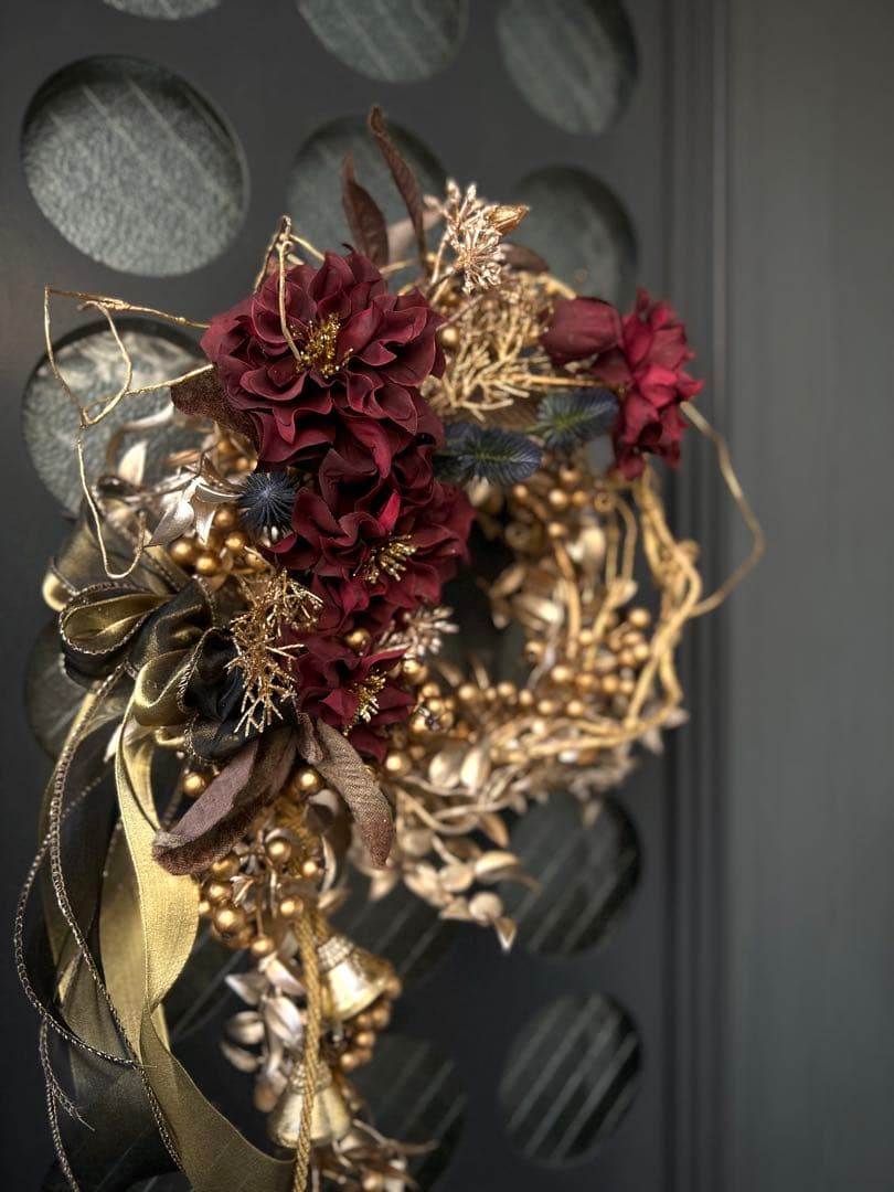 クリスマスリース・ゴールドリース・クリスマスリースゴールド・個性的リース