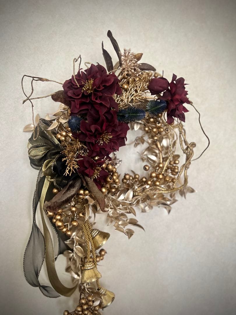 クリスマスリース・ゴールドリース・クリスマスリースゴールド・個性的リース