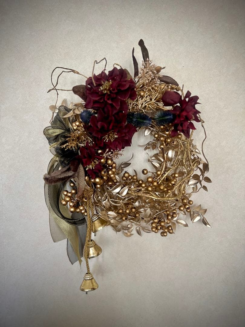 クリスマスリース・ゴールドリース・クリスマスリースゴールド・個性的リース