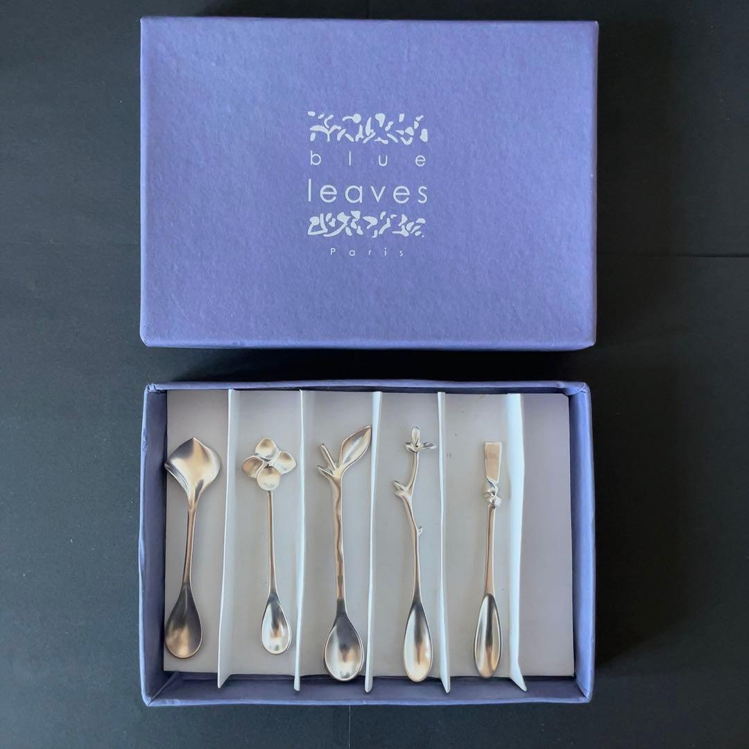 blue leaves 植物モチーフ スプーン5本セット　マットシルバー