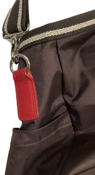 アニエスベー ボストンバッグ ナイロン レザー 大容量 ショルダー付き 茶色