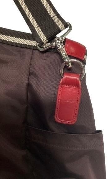 アニエスベー ボストンバッグ ナイロン レザー 大容量 ショルダー付き 茶色