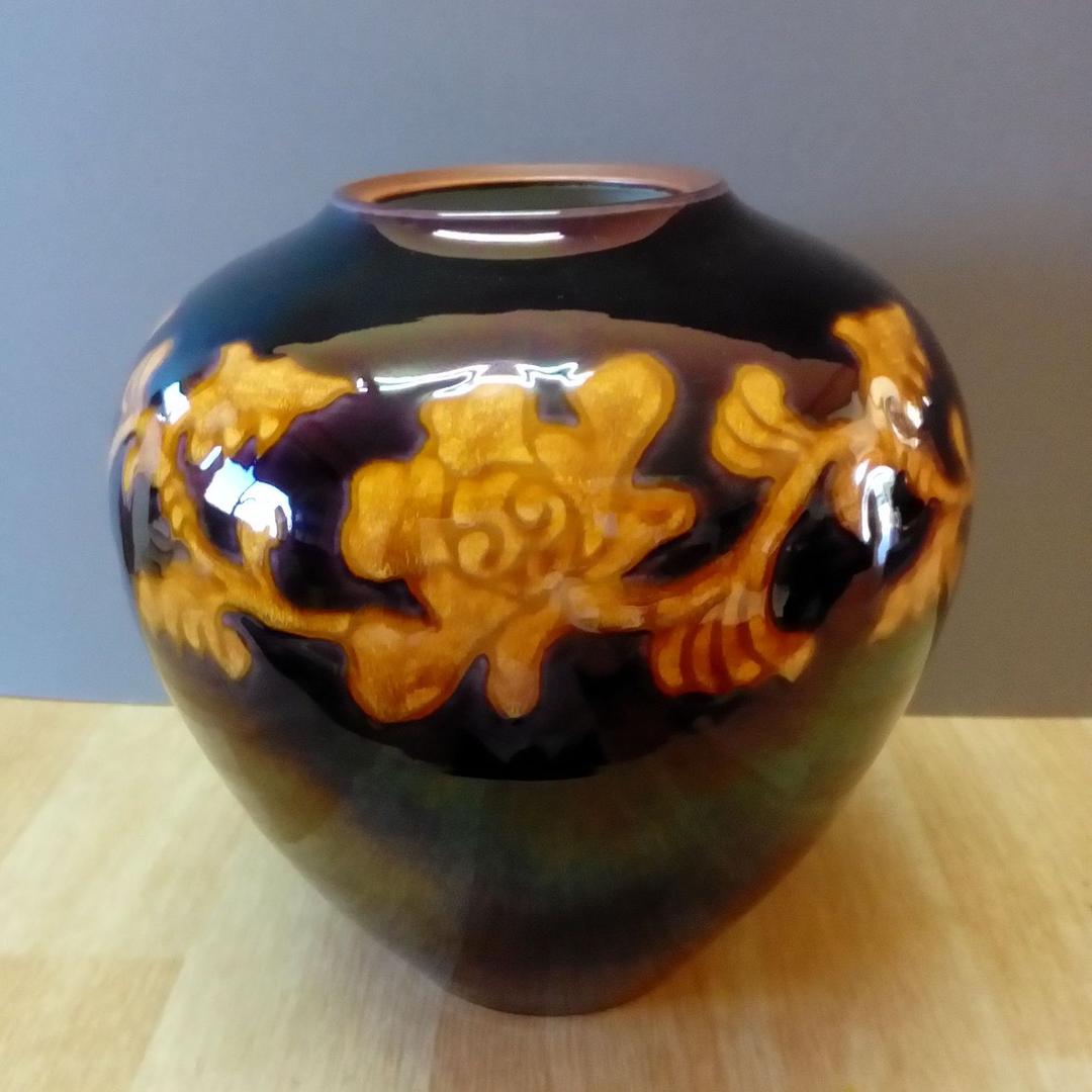 九谷焼　花瓶「深厚釉」宮本光吉作　共箱入り