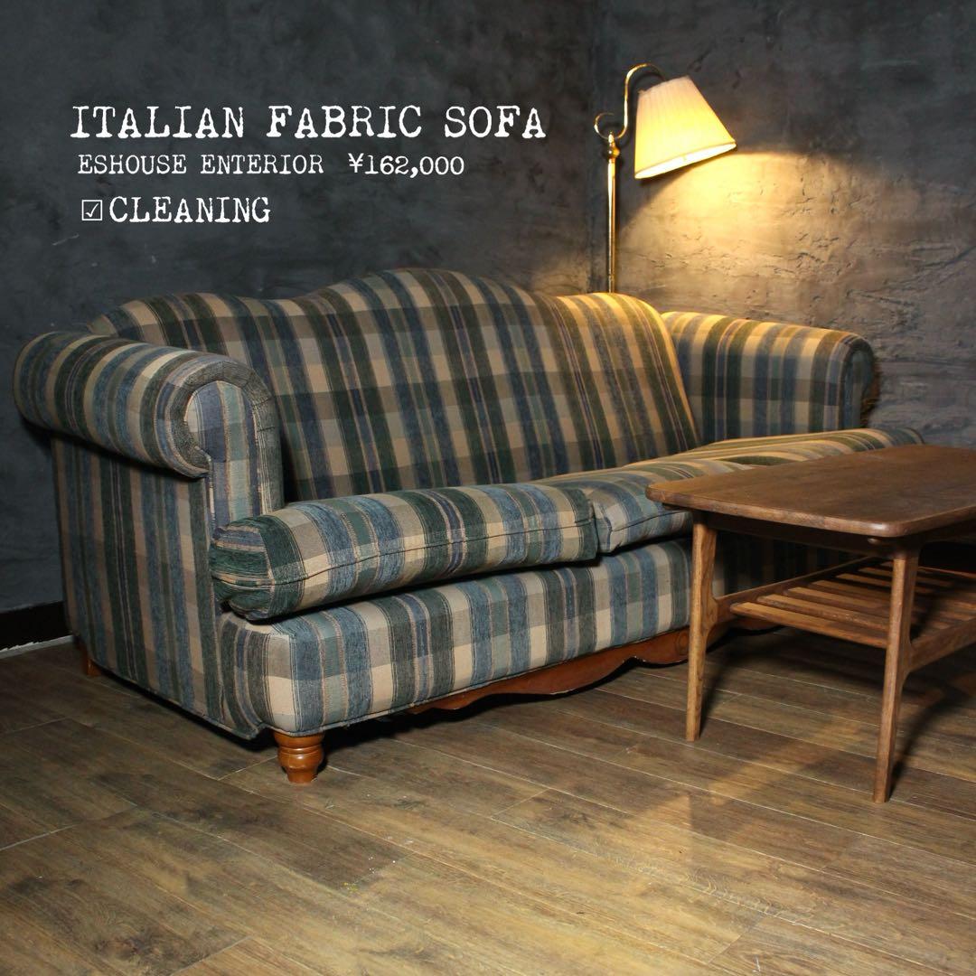 首都圏送無料〜約2m イタリアクラシック レトロ ファブリック35万前後 ソファ