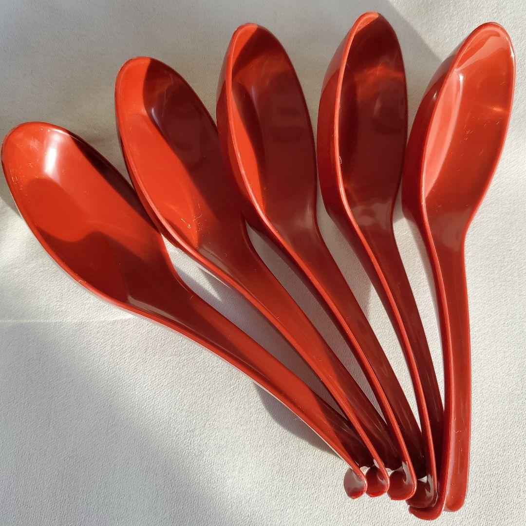 ★おまけです。　赤色プラスチックレンゲ5本セット