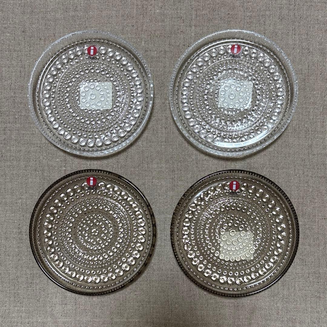 イッタラ　カステヘルミ　プレート１０cm　クリア２枚　リネン2枚　セット