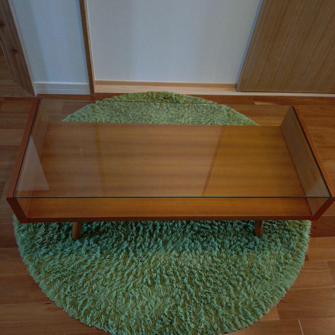 ウニコ　木製　ガラスローテーブル