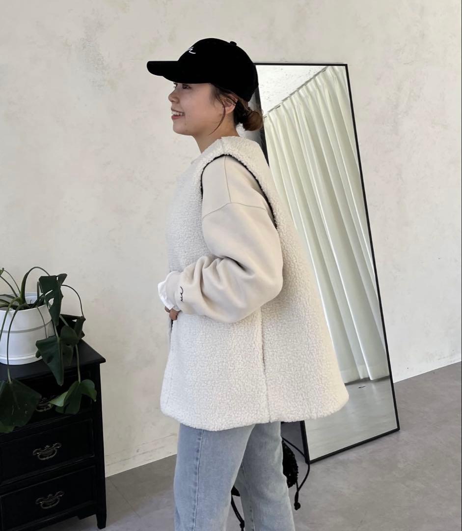 【MOMO COLLECTION】ボア×ハートキルティングリバーシブルベスト L
