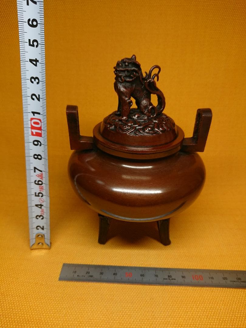 【美品】香炉　獅子蓋　鋳銅　茶道具　置物　インテリア　工芸品　美術品　A1575