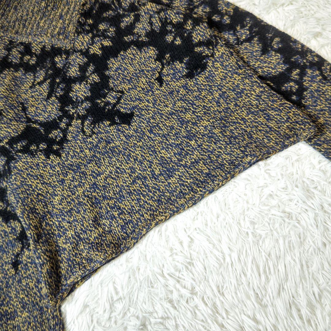 エトロ　ニット　ジャガード織り　変形ハイネック　羊毛　イタリア製　アート柄　44