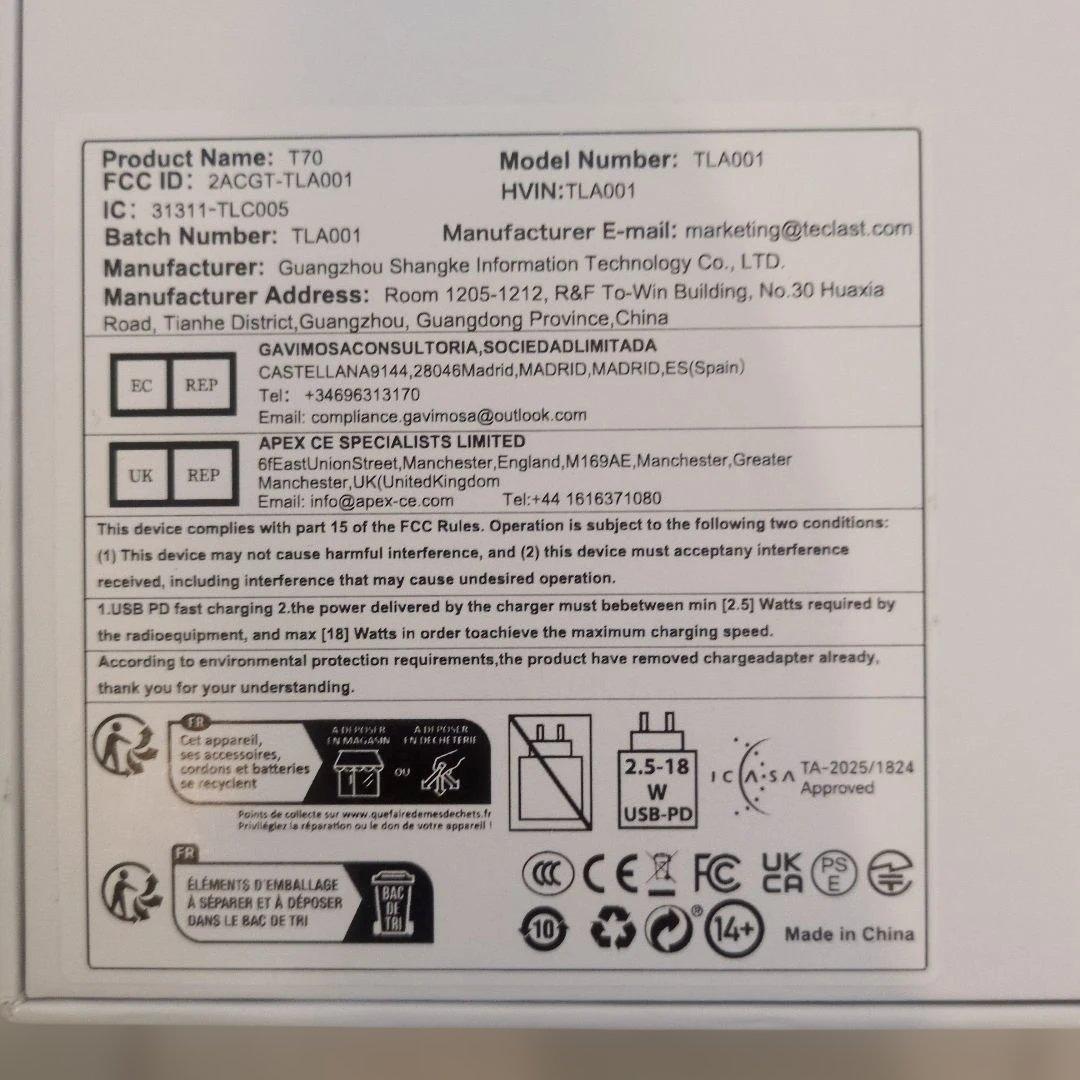 TECLAST T70 14インチ タブレット