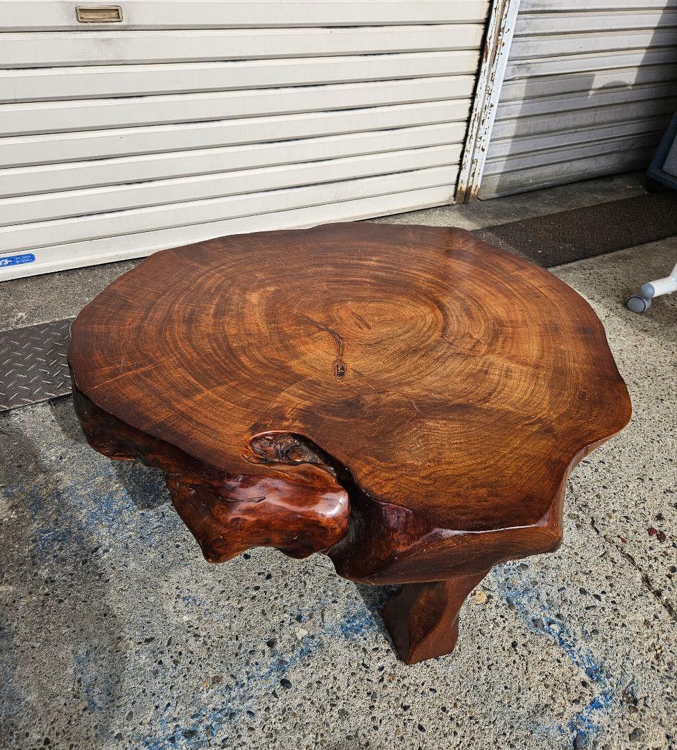 ジャパンヴィンテージ 一枚板の座卓 無垢材 天然木 一人用 ちゃぶ台 輪切り