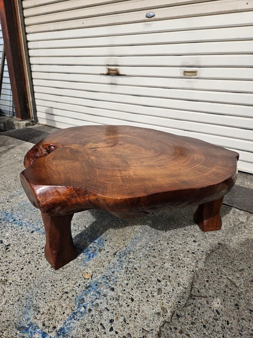 ジャパンヴィンテージ 一枚板の座卓 無垢材 天然木 一人用 ちゃぶ台 輪切り