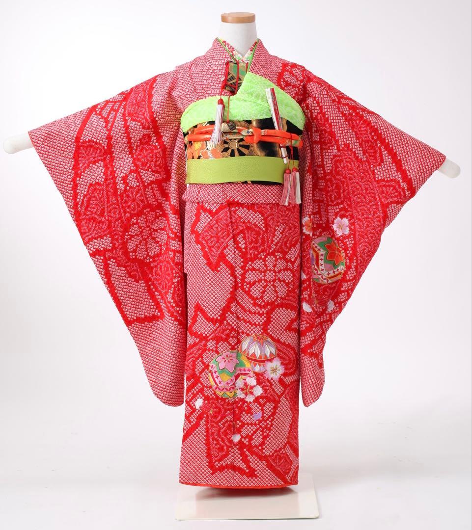【最終値下げ】七五三 7歳着物 赤 総絞り 正絹