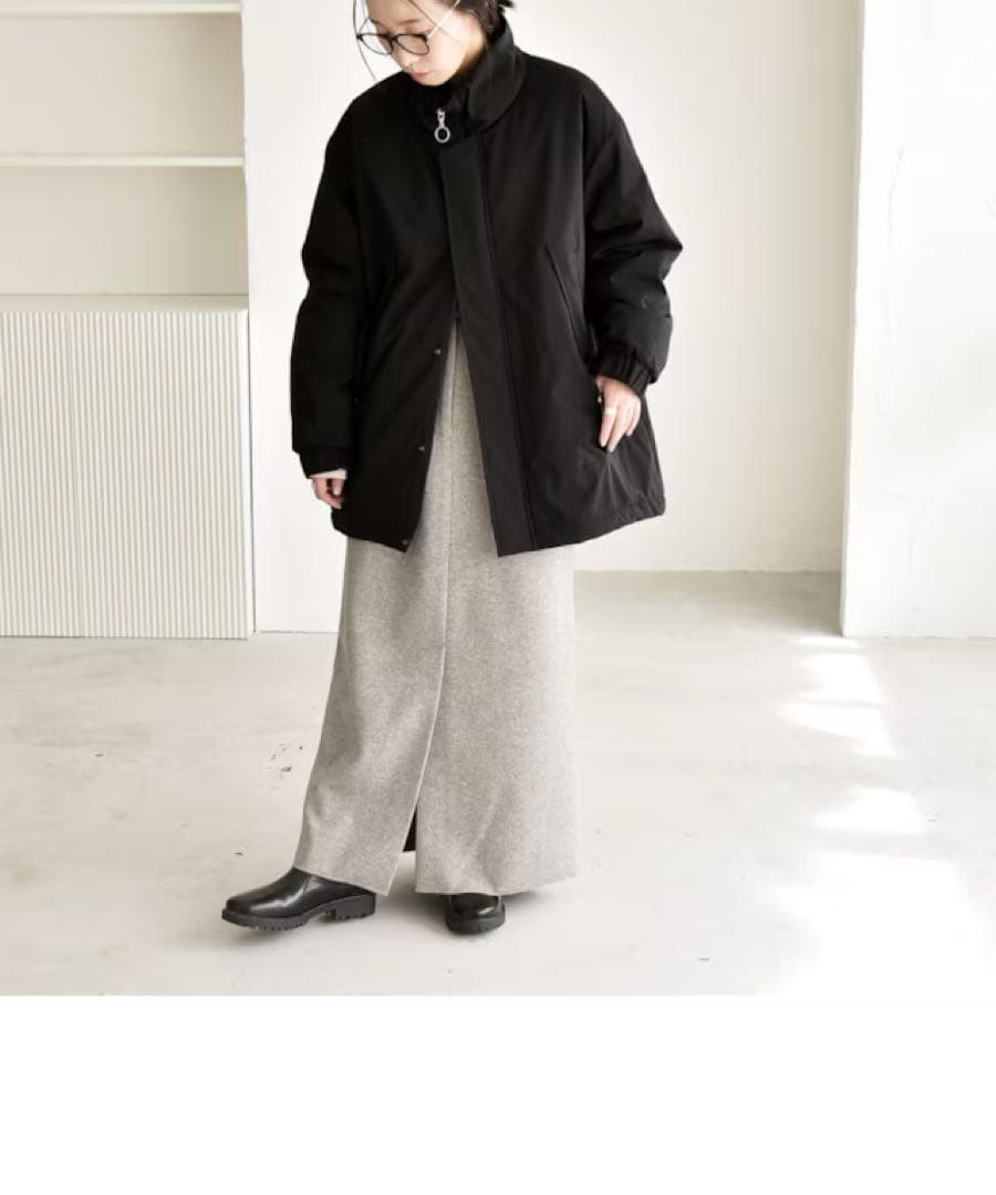 quaranciel 中綿 スタンドカラー ダブル ジップ モンスター コート