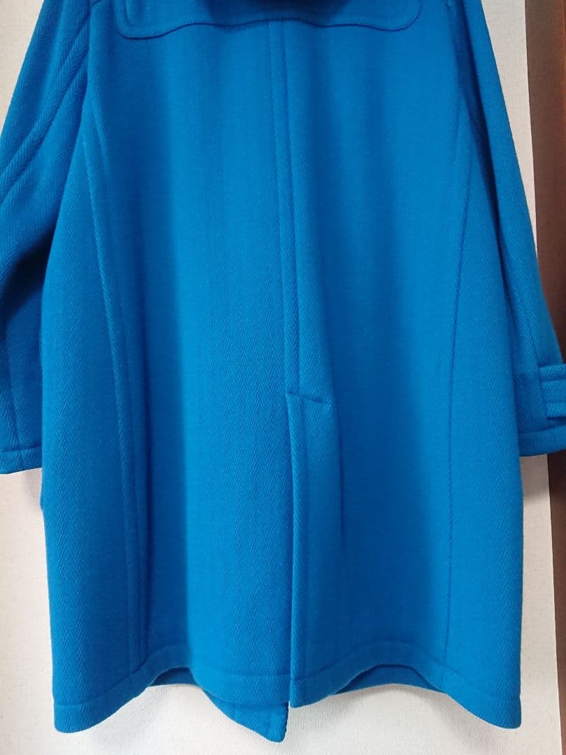 日本製　INED　ヘリンボーンダッフルコート　ブルー　青　15号XL　レディース