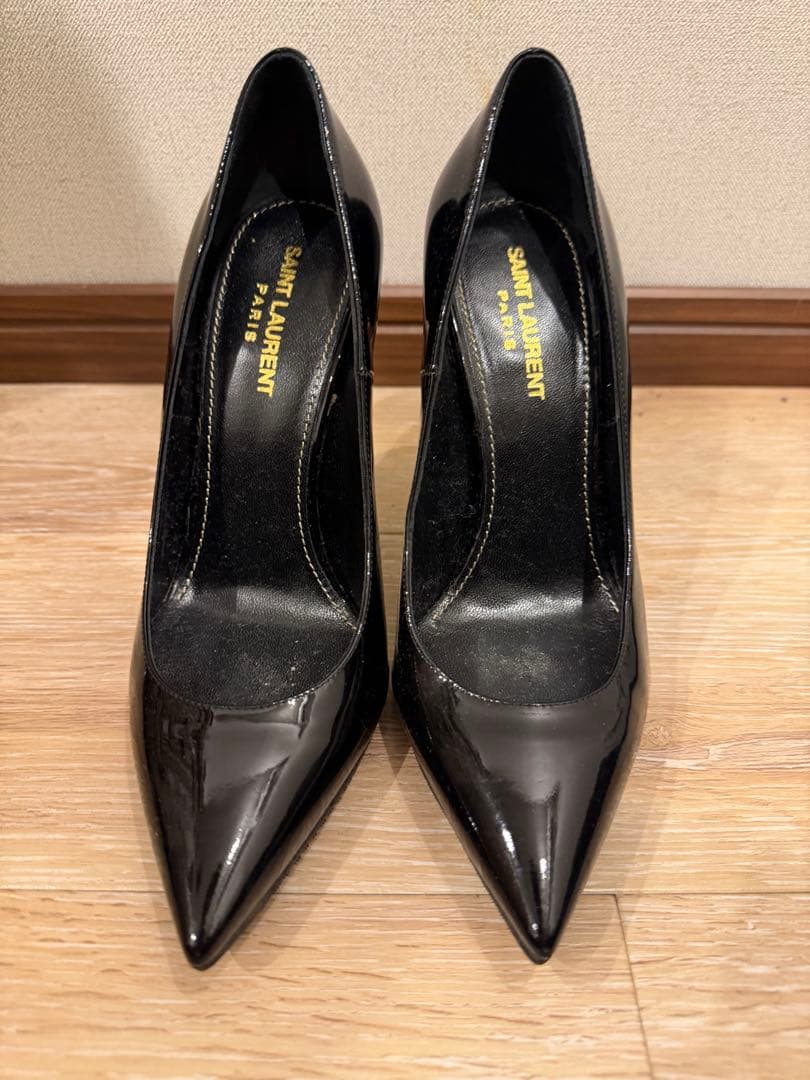 【極美品】サンローラン パリ エナメル パンプス ブラック 38（25cm）