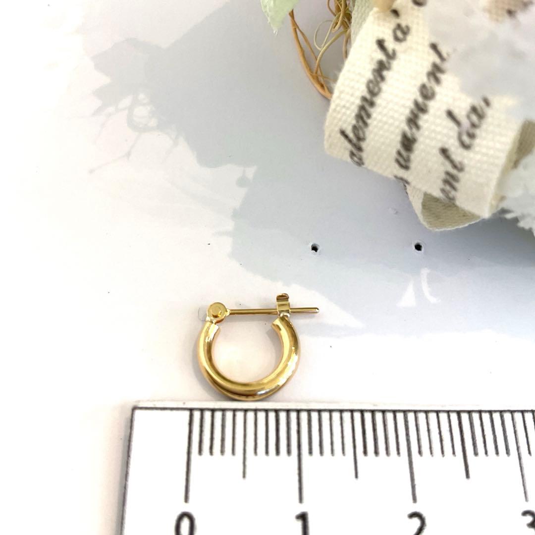 K18パイプフープ2 × 10 片方ピアス新品￼