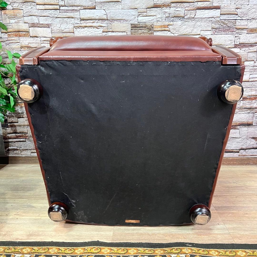 ꧁カリモク家具 karimoku꧂1人掛けアームソファ ブラウンレザー 合成皮革