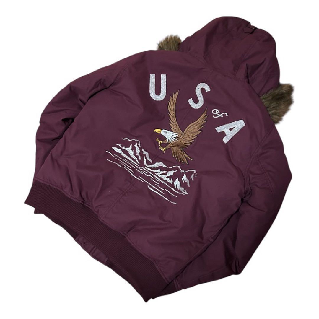 良品 GAP ギャップ N-2B フライトジャケット マルーン L 星条旗
