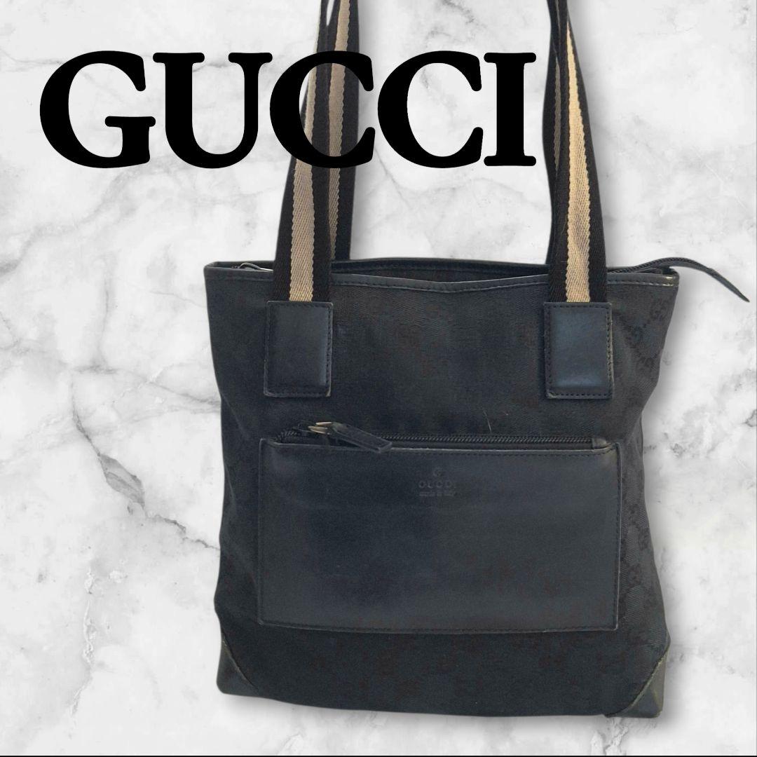 GUCCI / グッチ GG柄 トートバッグ ハンドバッグ シェリーライン 黒