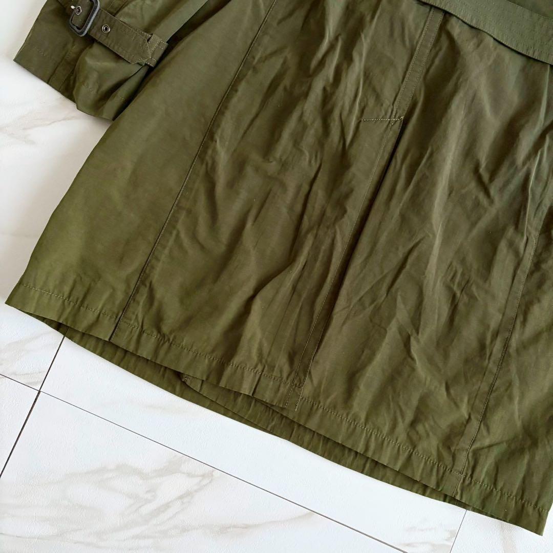 人気◆バーバリーブラックレーベル トレンチコート ベルト付 背抜き XL カーキ