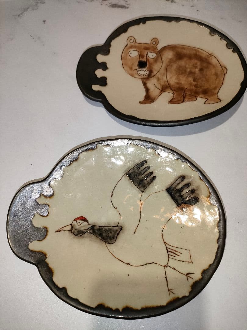 オリジナル絵皿【北海道の動物2枚セット】