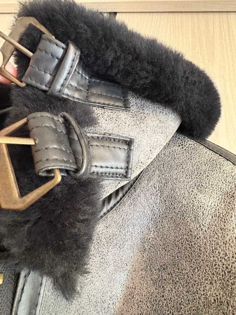 羊革　フライト　レザー　ムートン　B-3 ライダース　ジャケット　　黒