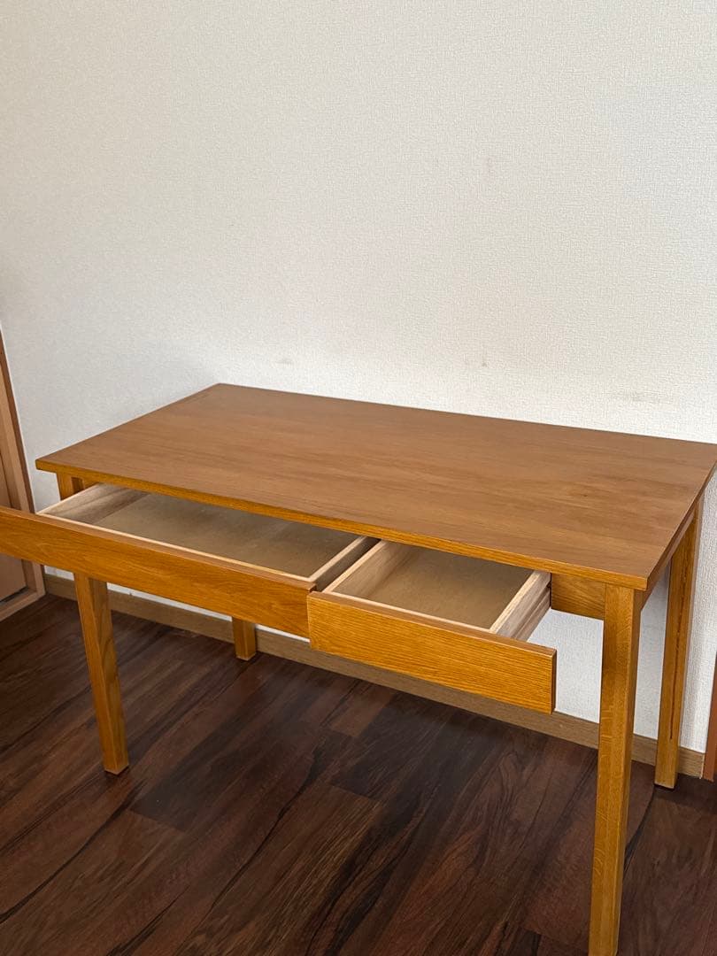 【送料込み】無印良品 木製デスク オーク材 学習机　引き出し付き