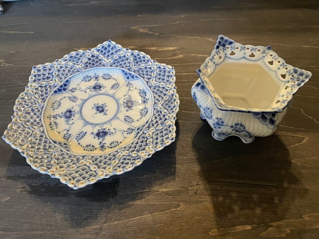 ロイヤルコペンハーゲン ダブルレース プレート&フルレース シュガーポット